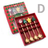 Christmas Gift Set Gold Silver Cutlery Spoon Fork Set Elk Tree Decoration Dessert Scoop Fruit Fork  7