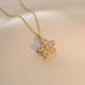 Gold Color Light Chrismas Zircon Flower Women Pendant Necklace High Sense Chain Jewelry Party And G 14