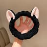 Cute Soft Hair Bow Headband Coral Plush Hairband Cat Makeup Wash Face Bandage For Girls 5