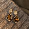 Dangle Earrings For Women Fashion New Brown Resin Tiger Eye Stone Melard Color Jewelry Silver Needl 1