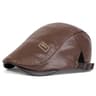 Mens Retro PU Leather Flat Cap Adjustable Side Newsboy Hat Spring Autumn Hip Hop Beret British Pain 7