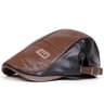 Mens Retro PU Leather Flat Cap Adjustable Side Newsboy Hat Spring Autumn Hip Hop Beret British Pain 8