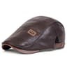 Mens Retro PU Leather Flat Cap Adjustable Side Newsboy Hat Spring Autumn Hip Hop Beret British Pain 9