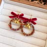 Cute Elk Snowman Long Earrings Red Flocking Bowknot Christmas Drop Earrings For Womenl Long Earring 6