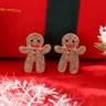 Sparkling Rhinestone Gingerbread Stud Earrings For Women Cute Chic Holiday Christmas Accessory 7