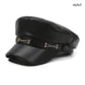 Black Womens Beret Hat PU Leather Vintage England Flat Top Newsboy Cap Artist Fashion Casual Painte 6