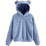 Cute Loose Hoodie With Bear Ears Winter Korean Fashion Fluffy Hooded Warm Sweatshirt Solid Long Sle 8