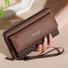 Faux Leather Wallet For Men Double Layer Snap Closure Zippered Card Holder Photo Compartment 7