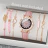 Fashion Heart Dial Analog Quartz Watch Womens Casual Leather Band Watch With Leaf Bracelets Set Wit 6