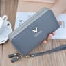 Large Capacity Women Double Zipper Long Wallet PU Leather Money Clutch Cell Phone Bag Credit Cards  3
