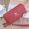 Large Capacity Women Double Zipper Long Wallet PU Leather Money Clutch Cell Phone Bag Credit Cards  4