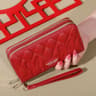 Womens Faux Leather Card Holder Trendy Solid Color Long Wallet Double Zippers Clutch Coin Purse Wit 0