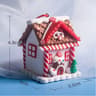 Holiday Gingerbread Christmas Tree Ornaments Set 5pcs House Decor With Rope 5