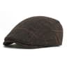 Vintage Newsboy Cap Men Winter Thick Warm Casual Stripe Berets Adjustable Flat Peaked Hat 2