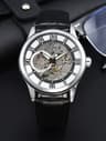 Waterproof Hollow Leather Mens Watch Automatic Mechanical Rome Watch 6