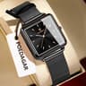 Elegant Square Women Quartz Watch Waterproof Stainless Steel Mesh Wristwatch 4