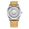 Magnetic Rolling Pointer Leather Quartz Watch For Men 17