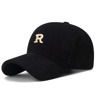 Corduroy Baseball Cap Embroidered Letter Adjustable Structured Hat 3