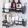 Stainless Steel Dual Tier Corner Bathroom Shelf No Drill Wall Mounted Storage 7