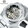 Mens Automatic Mechanical Skeleton Watch With Luminous Hands And Stainless Steel Band 7