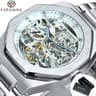 Mens Automatic Mechanical Skeleton Watch With Luminous Hands And Stainless Steel Band 9