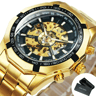 Mens Skeleton Mechanical Watch With Luminous Hands And Stainless Steel Band 6