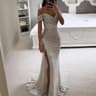 Womens One Shoulder Maxi Dress Casual Chic Party Wear Sexy Slit Regular Waistline No Sleeve 4