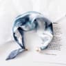 Elegant Silk Neck Scarf With Pearl Buckle For Women Lightweight Printed Neckerchief 13
