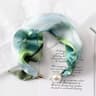 Elegant Silk Neck Scarf With Pearl Buckle For Women Lightweight Printed Neckerchief 12