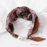 Elegant Silk Neck Scarf With Pearl Buckle For Women Lightweight Printed Neckerchief 9