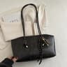 Retro Large Capacity Tote Bag For Women Korean Fashion Shoulder Handbag With Pendant 6