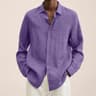 Classic Mens Casual Linen Shirt Breathable Loose Fit Summer Button Down 2