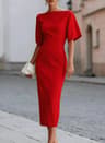 Boat Neck Midi Dress Elegance Elegant Formal Cocktail Party Dress For Women 6