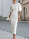 Boat Neck Midi Dress Elegance Elegant Formal Cocktail Party Dress For Women 5