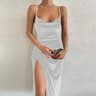 Velvet Swing Collar Side Slit Evening Maxi Dress 5