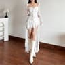 Fairycore Lace Square Neck Gothic Flare Sleeve ALine Dress 5