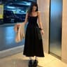 Elegant Patchwork Aline Dress Korean Fashion Spaghetti Strap Maxi Dress For Women 4