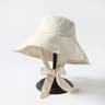 Chic Linen Foldable Sun Hat For Women Big Brim Cotton Tie Bucket Hat 7