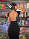 Nibber Backless Maxi Dress  Elegant Short Sleeve Slim Fit Bodycon Long Dress For Women 4