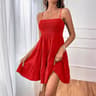 Smocked Bustier Blue Ruffled Tiered Swing Dress  Summer Casual Vacation Beach Mini Sundress 7