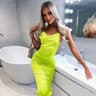 Aura Light Pink Backless Satin Midi Dress  Elegant Lace Up Bodycon Party Dress 2