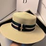 Aura Chic Striped Bee Embroidered Wide Brim Straw Sun Hat 2