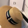 Aura Chic Striped Bee Embroidered Wide Brim Straw Sun Hat 5