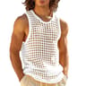 Mens Crochet Tank Top  Breathable Knit Summer Beach Hippie Shirt 5