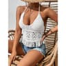 Knitted Backless Crop Top  Boho Crochet Halter Top For Summer Beach 5