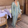 Boho Crochet Colorful Stripe Flare Sleeve Maxi Dress 4