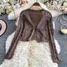 Boho Crochet Crop Cardigan Tie Front Lightweight Summer Bolero Shrug 6