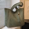 Handwoven Boho Straw Beach Bag  Large Raffia Tote With Tassel Detail 3