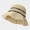 Womens Straw Bucket Hat Breathable Wide Brim Sunshade For Beach Travel 4