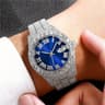 Iced Out Hip Hop Watch For Men Oversized Rhinestone Quartz Timepiece With Stainless Steel Band 8